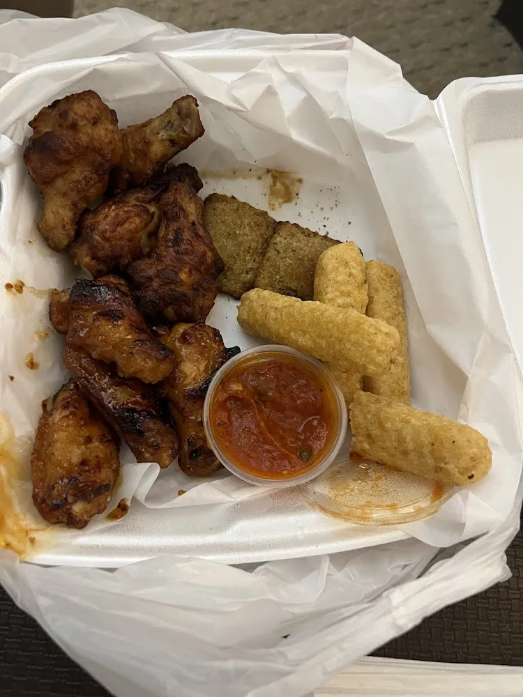 Appetizer Sampler Teriyaki Chicken Fried Ravioli and Mozzarella Sticks